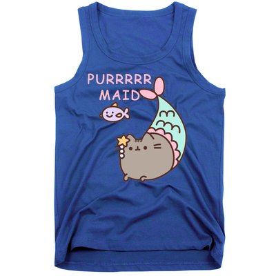 Purrrrr Maid Funny Cute Cat Mermaid Tank Top