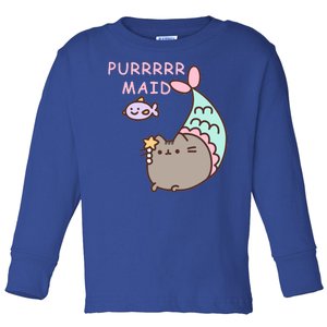 Purrrrr Maid Funny Cute Cat Mermaid Toddler Long Sleeve Shirt