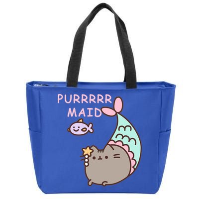 Purrrrr Maid Funny Cute Cat Mermaid Zip Tote Bag