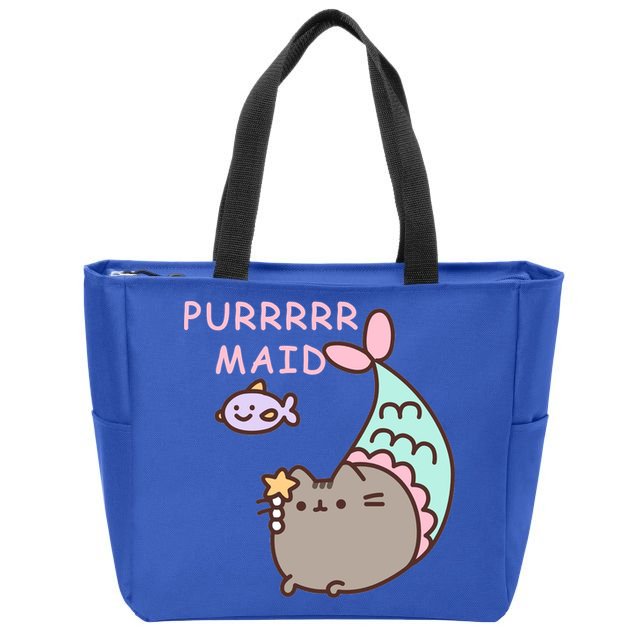 Purrrrr Maid Funny Cute Cat Mermaid Zip Tote Bag