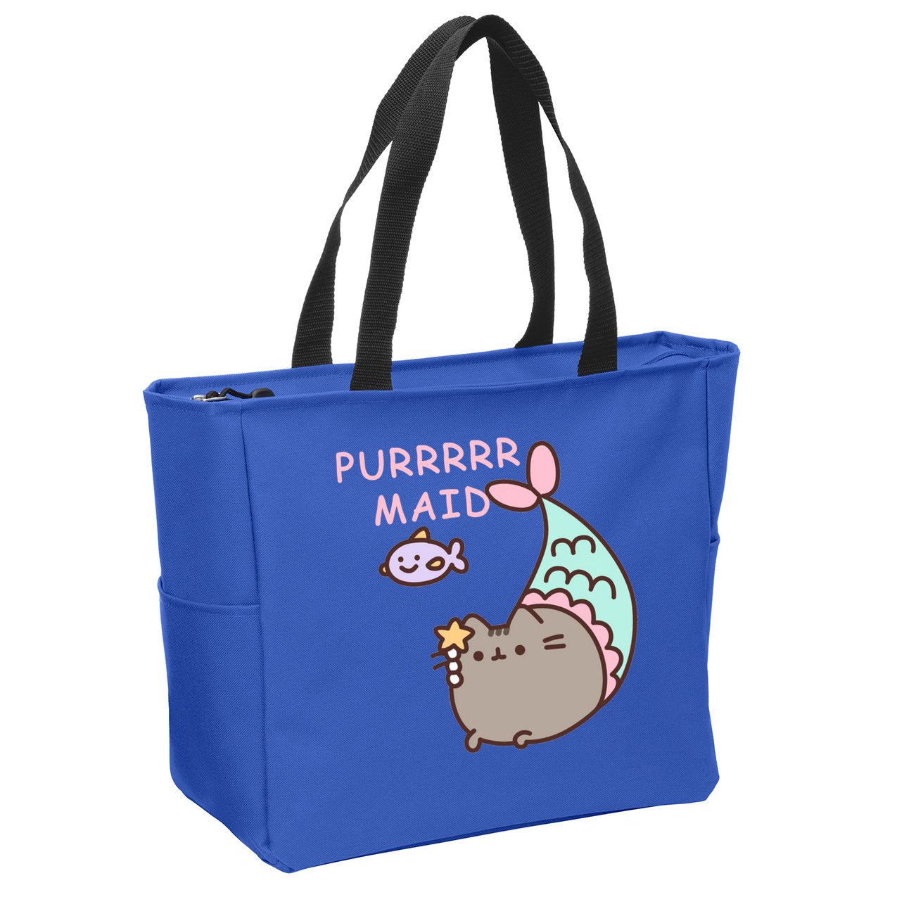 Purrrrr Maid Funny Cute Cat Mermaid Zip Tote Bag
