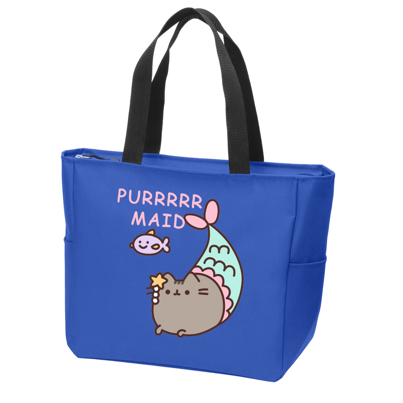 Purrrrr Maid Funny Cute Cat Mermaid Zip Tote Bag