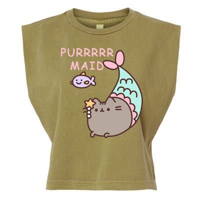 Purrrrr Maid Funny Cute Cat Mermaid Garment-Dyed Women's Muscle Tee