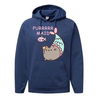 Purrrrr Maid Funny Cute Cat Mermaid Performance Fleece Hoodie