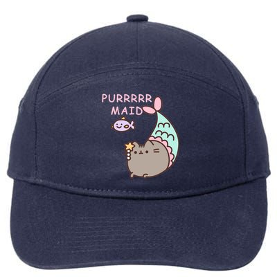 Purrrrr Maid Funny Cute Cat Mermaid 7-Panel Snapback Hat