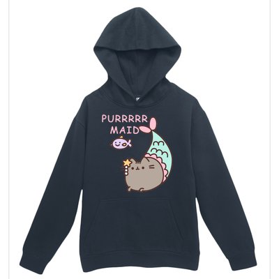 Purrrrr Maid Funny Cute Cat Mermaid Urban Pullover Hoodie