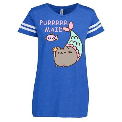 Purrrrr Maid Funny Cute Cat Mermaid Enza Ladies Jersey Football T-Shirt