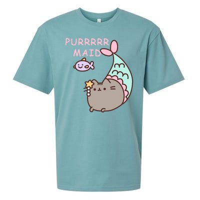 Purrrrr Maid Funny Cute Cat Mermaid Sueded Cloud Jersey T-Shirt