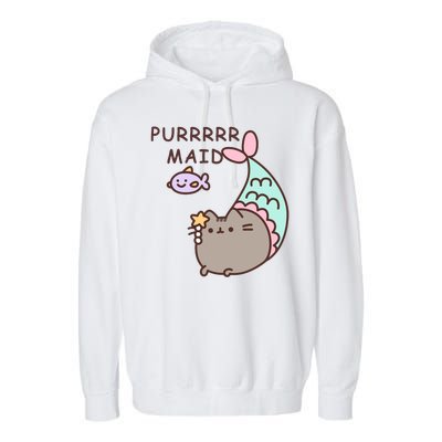 Purrrrr Maid Funny Cute Cat Mermaid Garment-Dyed Fleece Hoodie