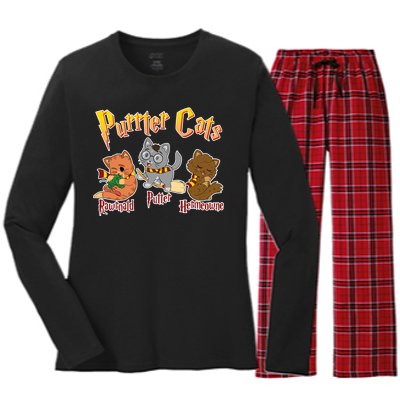 Purrter Cats Rawrnald Hermeownie Women's Long Sleeve Flannel Pajama Set 