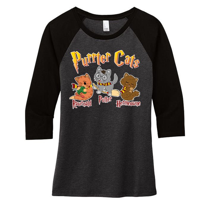 Purrter Cats Rawrnald Hermeownie Women's Tri-Blend 3/4-Sleeve Raglan Shirt