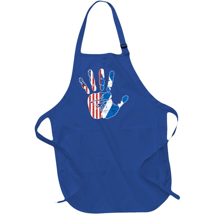 Proud Usa Scotland Handprint Flag American Scottish Heritage Meaningful Gift Full-Length Apron With Pockets