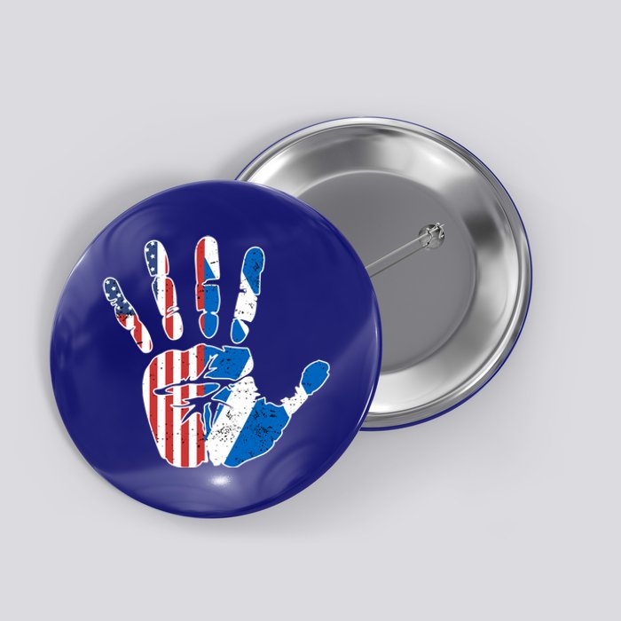 Proud Usa Scotland Handprint Flag American Scottish Heritage Meaningful Gift Button