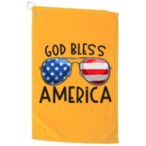 Patriotic Usa Sunglasses 4th Of July Retro God Bless America Great Gift Platinum Collection Golf Towel