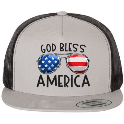 Patriotic Usa Sunglasses 4th Of July Retro God Bless America Great Gift Flat Bill Trucker Hat