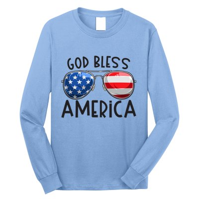 Patriotic Usa Sunglasses 4th Of July Retro God Bless America Great Gift Long Sleeve Shirt