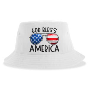 Patriotic Usa Sunglasses 4th Of July Retro God Bless America Great Gift Sustainable Bucket Hat