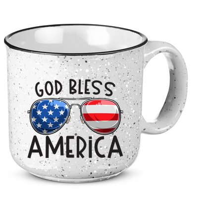 Patriotic Usa Sunglasses 4th Of July Retro God Bless America Great Gift 15oz Campfire Ceramic Mug