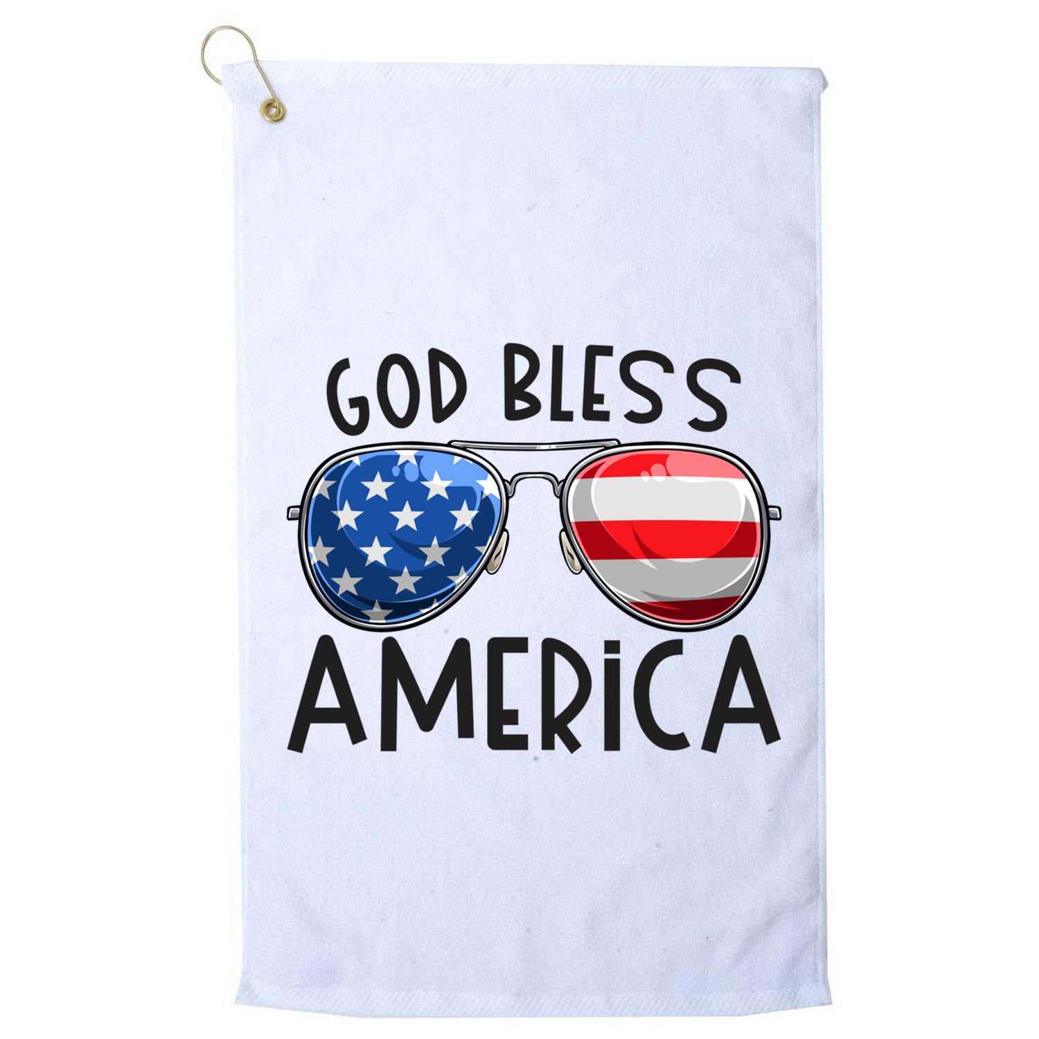 Patriotic Usa Sunglasses 4th Of July Retro God Bless America Great Gift Golf Towel