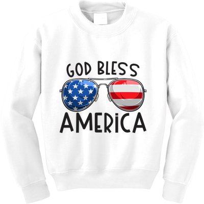 Patriotic Usa Sunglasses 4th Of July Retro God Bless America Great Gift Kids Sweatshirt
