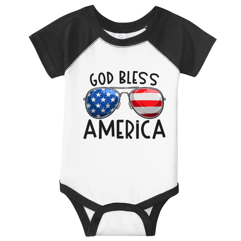 Patriotic Usa Sunglasses 4th Of July Retro God Bless America Great Gift Infant Baby Jersey Bodysuit