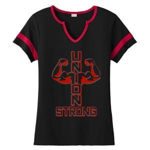 Pro Union Strong Proud American Skilled Labor Workforce Gift Ladies Halftime Notch Neck Tee