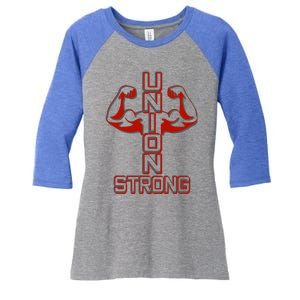 Pro Union Strong Proud American Skilled Labor Workforce Gift Women's Tri-Blend 3/4-Sleeve Raglan Shirt