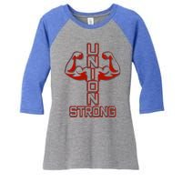 Pro Union Strong Proud American Skilled Labor Workforce Gift Women's Tri-Blend 3/4-Sleeve Raglan Shirt