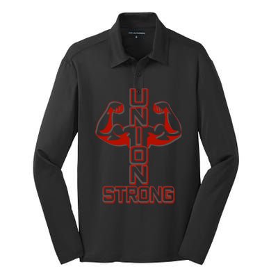 Pro Union Strong Proud American Skilled Labor Workforce Gift Silk Touch Performance Long Sleeve Polo