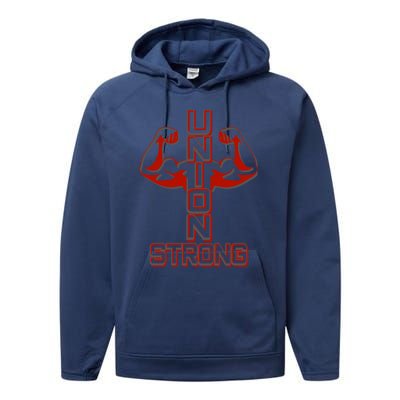 Pro Union Strong Proud American Skilled Labor Workforce Gift Performance Fleece Hoodie