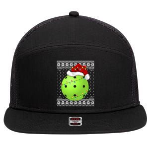 Pickleball Ugly Sweater Santa Lighting Pickleball Christmas Gift 7 Panel Mesh Trucker Snapback Hat