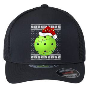 Pickleball Ugly Sweater Santa Lighting Pickleball Christmas Gift Flexfit Unipanel Trucker Cap