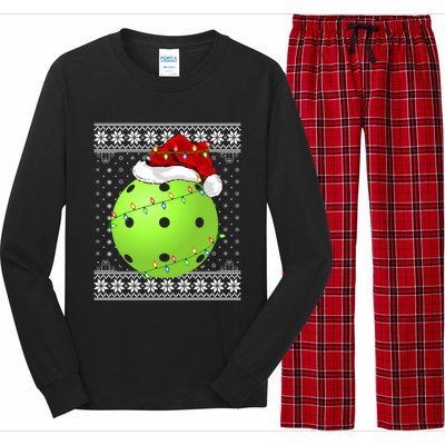 Pickleball Ugly Sweater Santa Lighting Pickleball Christmas Gift Long Sleeve Pajama Set