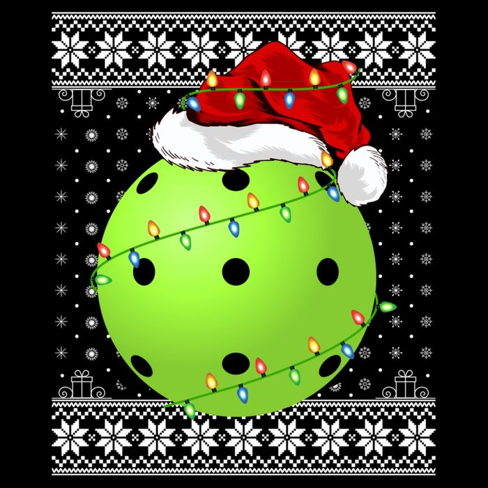 Pickleball Ugly Sweater Santa Lighting Pickleball Christmas Gift Cooling Performance Long Sleeve Crew