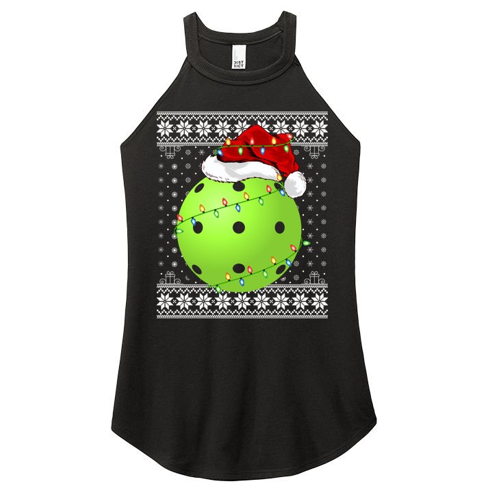 Pickleball Ugly Sweater Santa Lighting Pickleball Christmas Gift Women's Perfect Tri Rocker Tank