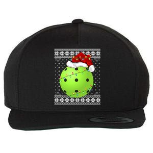 Pickleball Ugly Sweater Santa Lighting Pickleball Christmas Gift Wool Snapback Cap