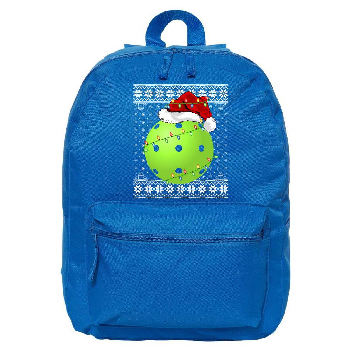 Pickleball Ugly Sweater Santa Lighting Pickleball Christmas Gift 16 in Basic Backpack