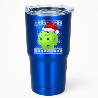 Pickleball Ugly Sweater Santa Lighting Pickleball Christmas Gift Tumbler