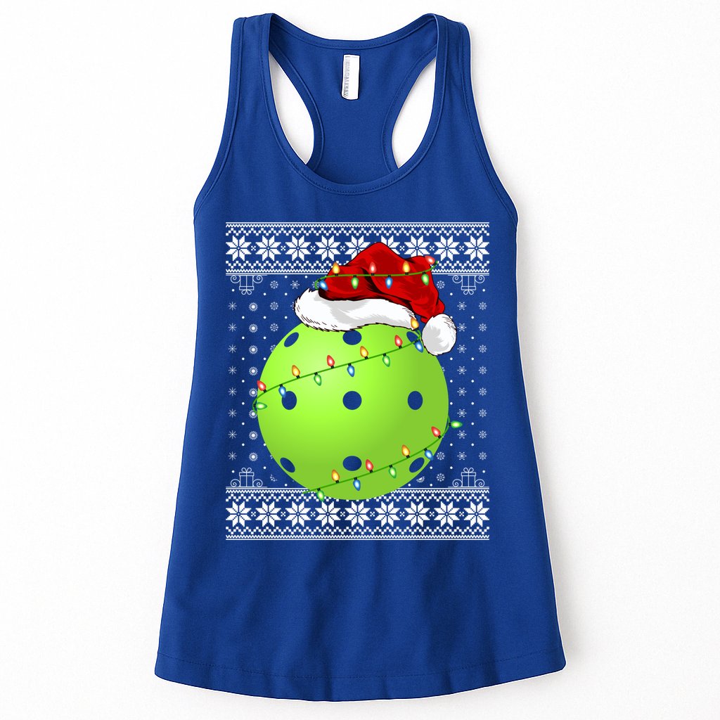 Pickleball Ugly Sweater Santa Lighting Pickleball Christmas Gift Womens Tank Top