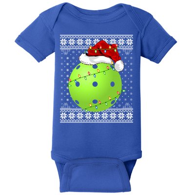 Pickleball Ugly Sweater Santa Lighting Pickleball Christmas Gift Baby Bodysuit