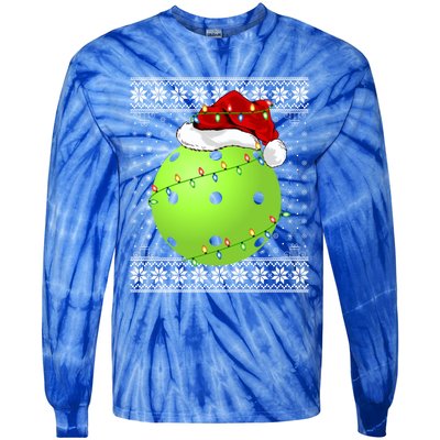 Pickleball Ugly Sweater Santa Lighting Pickleball Christmas Gift Tie-Dye Long Sleeve Shirt