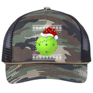 Pickleball Ugly Sweater Santa Lighting Pickleball Christmas Gift Retro Rope Trucker Hat Cap