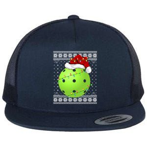 Pickleball Ugly Sweater Santa Lighting Pickleball Christmas Gift Flat Bill Trucker Hat