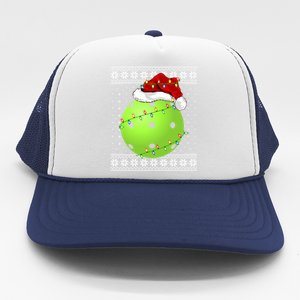 Pickleball Ugly Sweater Santa Lighting Pickleball Christmas Gift Trucker Hat