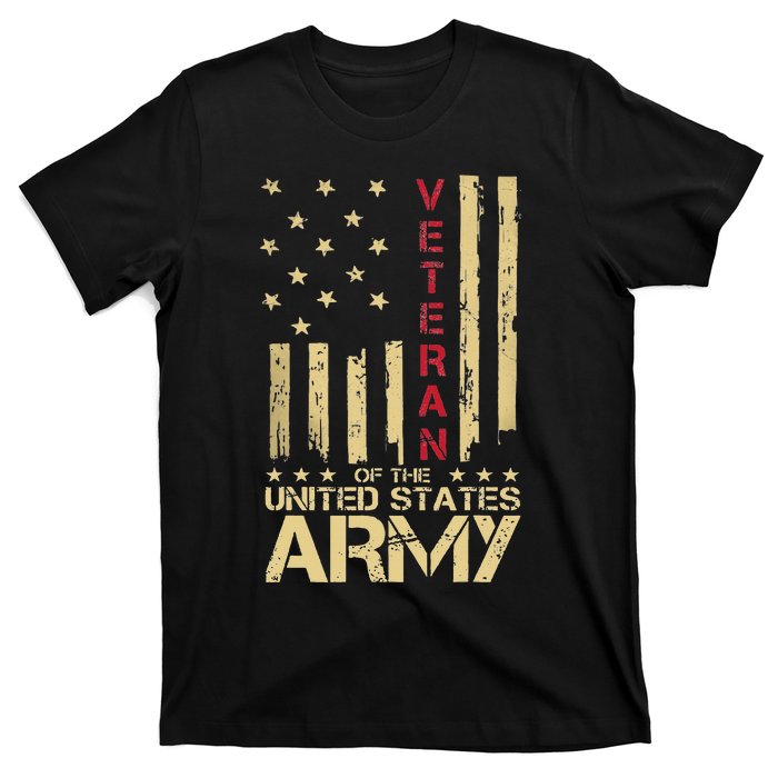 Patriotic U S Army Veteran Red Line American Flag Vintage T-Shirt