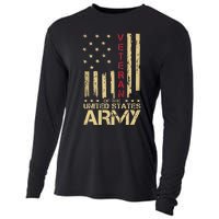 Patriotic U S Army Veteran Red Line American Flag Vintage Cooling Performance Long Sleeve Crew