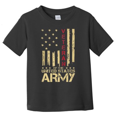 Patriotic U S Army Veteran Red Line American Flag Vintage Toddler T-Shirt