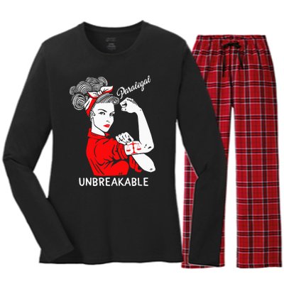 Paralegal Unbreakable Strong Woman Rosie The Riveter Women's Long Sleeve Flannel Pajama Set 