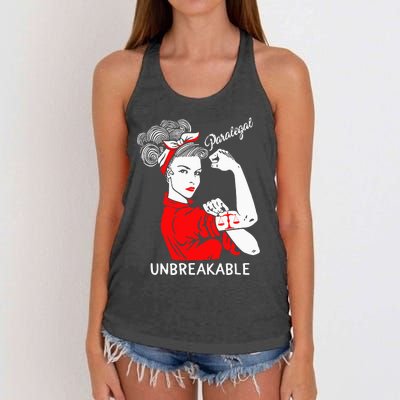 Paralegal Unbreakable Strong Woman Rosie The Riveter Women's Knotted Racerback Tank