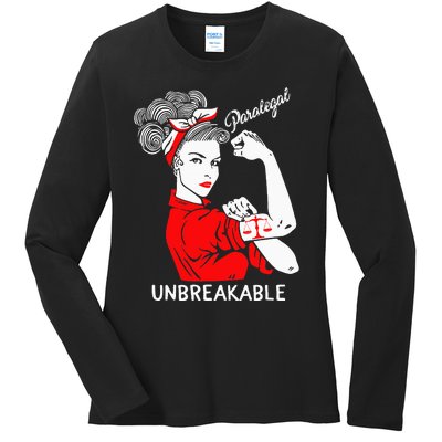 Paralegal Unbreakable Strong Woman Rosie The Riveter Ladies Long Sleeve Shirt